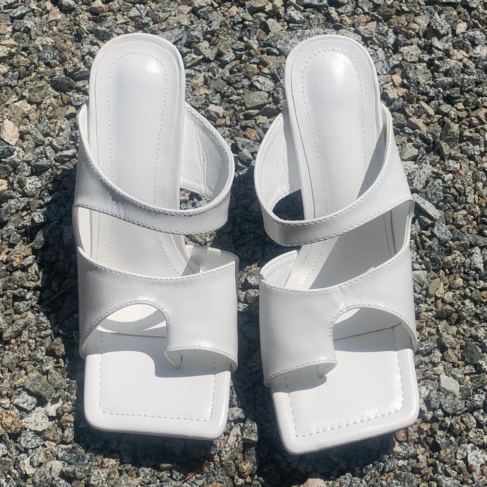 Leather Mule - Toe Sandal White